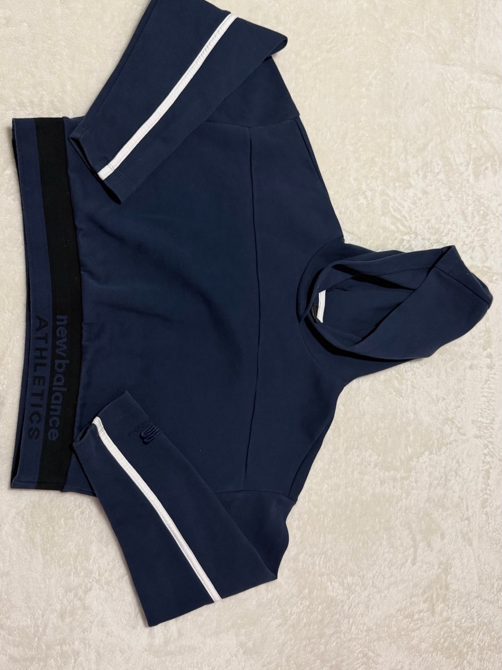 New Balance Navy and White Women's Athletic Hoodie Crop Top